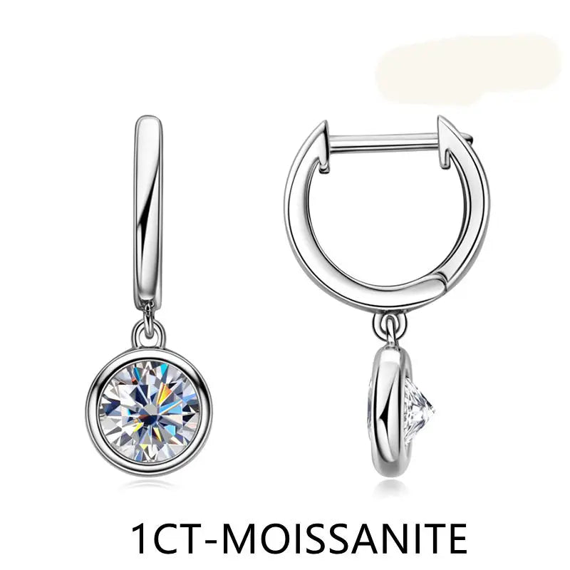 925 Sterling Silver Dangle Earring 1CT 2CT Moissanite Drop Earrings