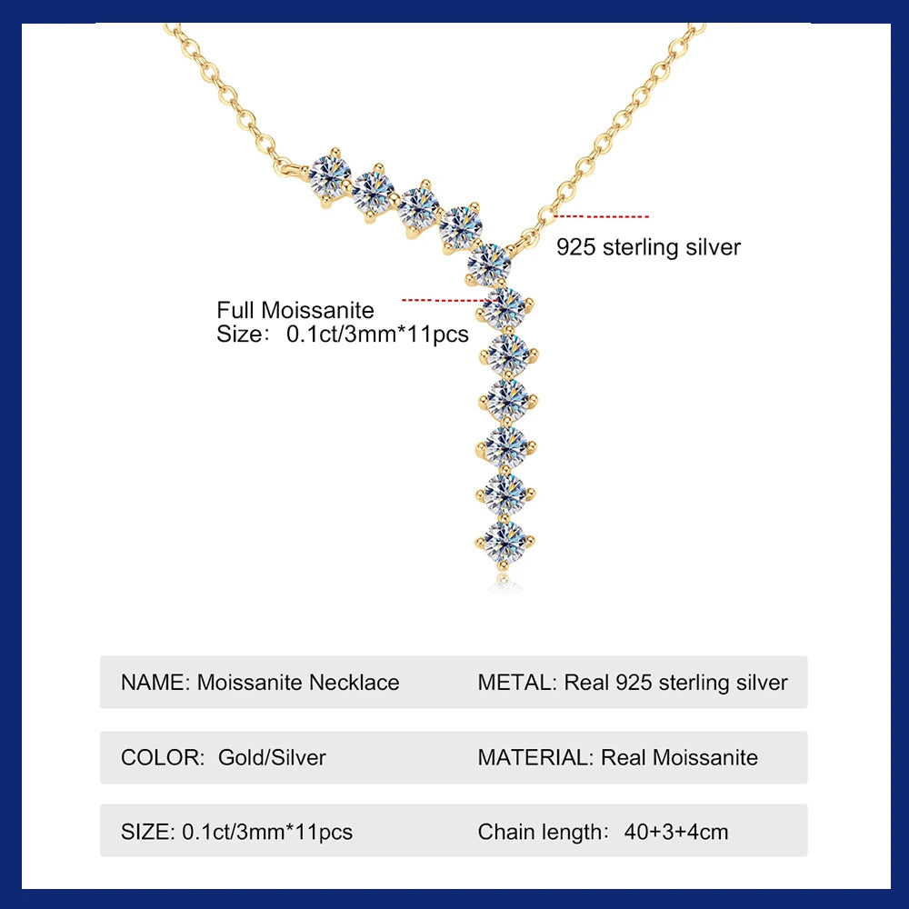 GRA Certified 3mm D Color Moissanite Necklace for Women Sparkling Lab Diamond Necklace Pure S925 Silver Chain Jewelry