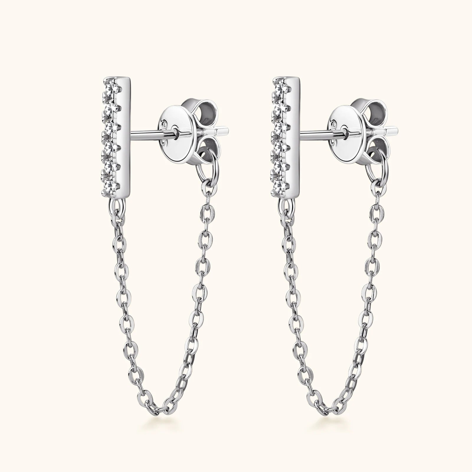 Original 925 Sterling Silver Long Chain Stud Earrings 1.4mm Full Moissanite Diamond Earring for Women Trending Jewelry Gift