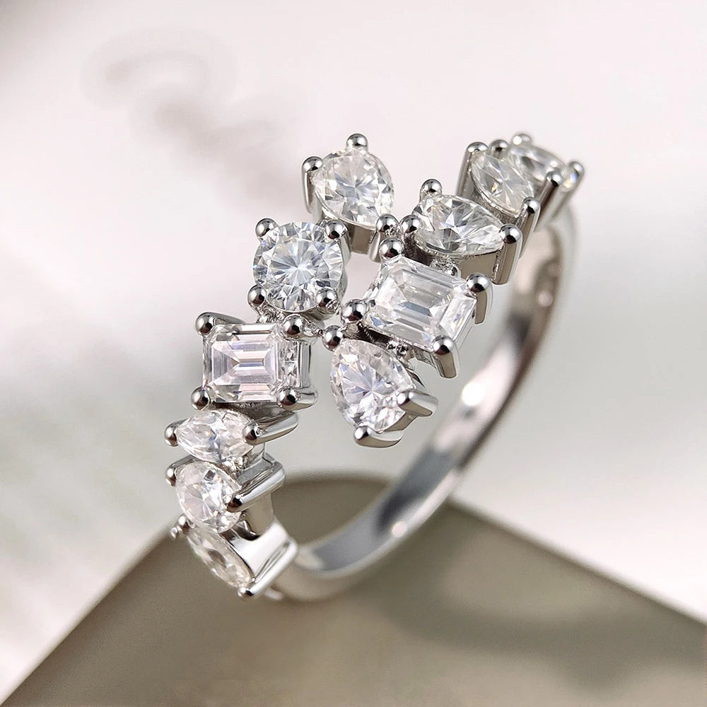 2.6cttw Special Shape Cut D Color Moissanite Rings for Women S925 Sterling Silver Plated 18K