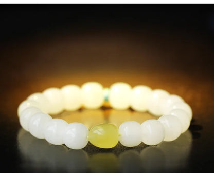 Elastic Bracelet Charms Luxury Fine Jewelry 10MM Natural White Jade Jasper