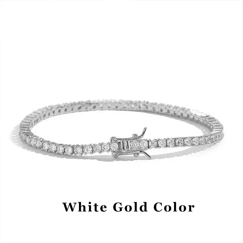 MoissaniteTennis Bracelet 2mm for Women 925 Sterling Silver with White Gold Plated Full Diamond Bracelets Jewelry Gift