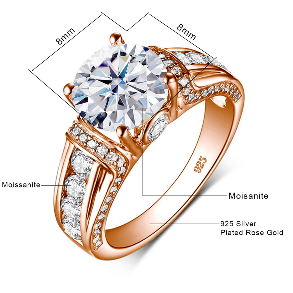 Round Cut Moissanite Rose gold Ring For Women 2ct