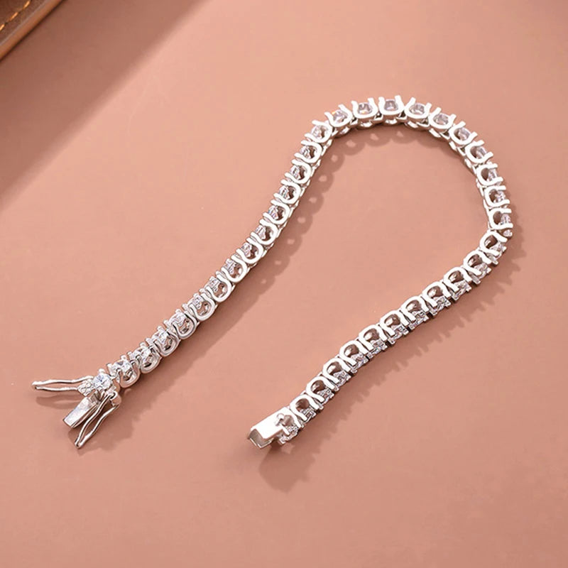 Moissanite Tennis Bracelets 2.5mm Woman 925 Sterling Silver Lab Diamond Women's Hand Bracelet Chain Luxury Jewelry