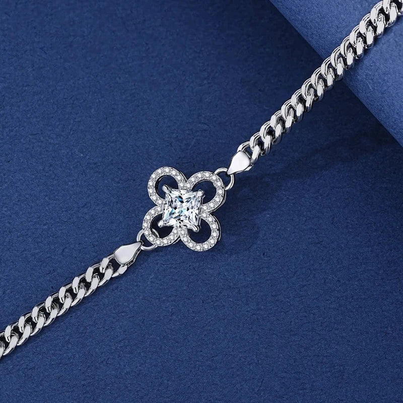 1ct  Moissanite Bracelet Cuban Chain