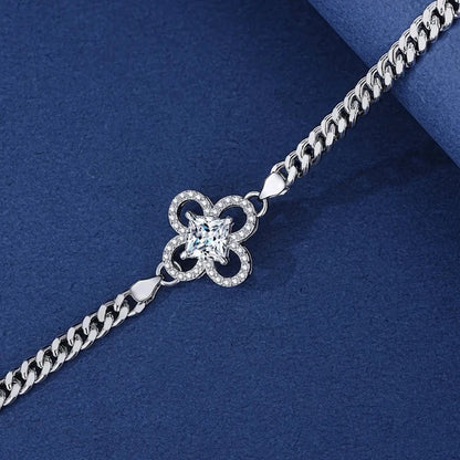 1ct  Moissanite Bracelet Cuban Chain