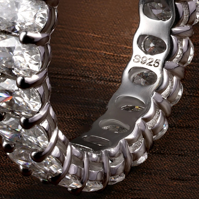 Oval Moissanite Eternity Band - D VVS1 S925 Silver 3x5mm