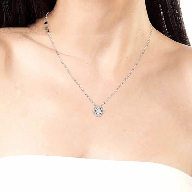 1ct  Moissanite Flower Necklace