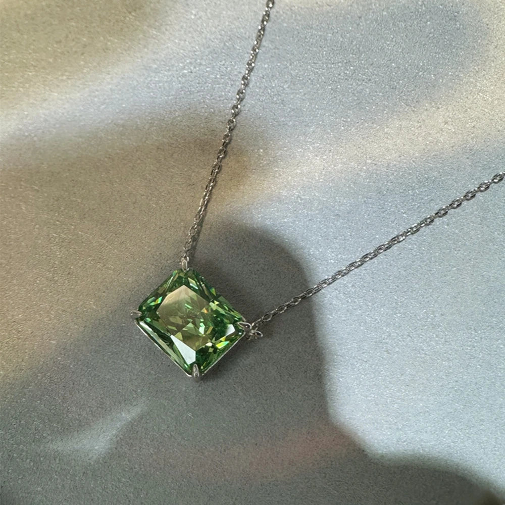 10CT Radiant Cut G Color High Carbon Diamond Gemstone Pendant Necklace 100% 925 Sterling Silver