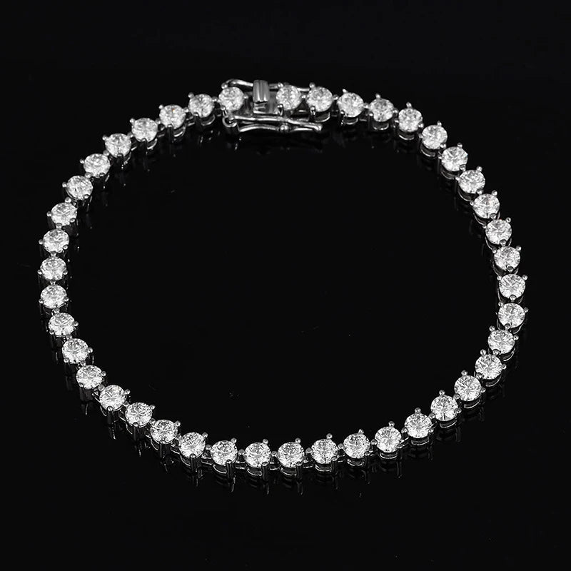 Moissanite Tennis Bracelet 3mm 4mm 5mm 3 Claw Lab Diamond Bracelet Chain s925 Sterling Silver Bracelets for Women Man