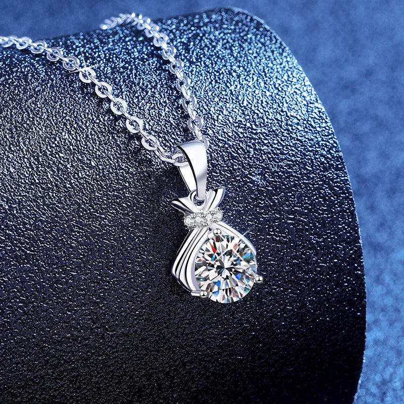 Lucky Purse Necklace Moissanite Platinum PT950 1Ct Hypoallergenic Jewelry Luxury Gift