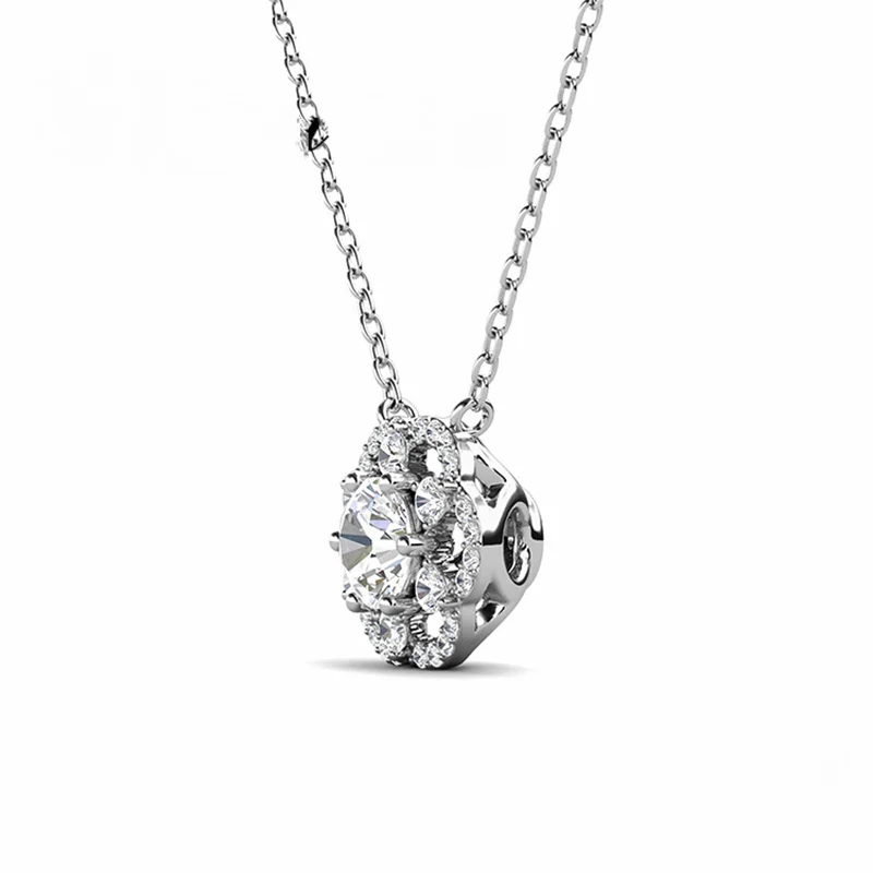 1ct  Moissanite Flower Necklace