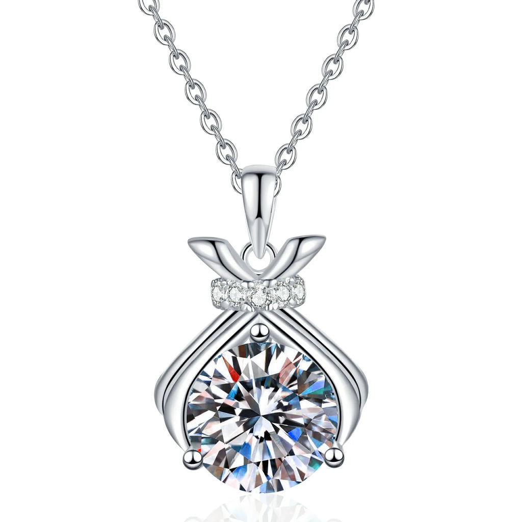 Lucky Purse Necklace Moissanite Platinum PT950 1Ct Hypoallergenic Jewelry Luxury Gift
