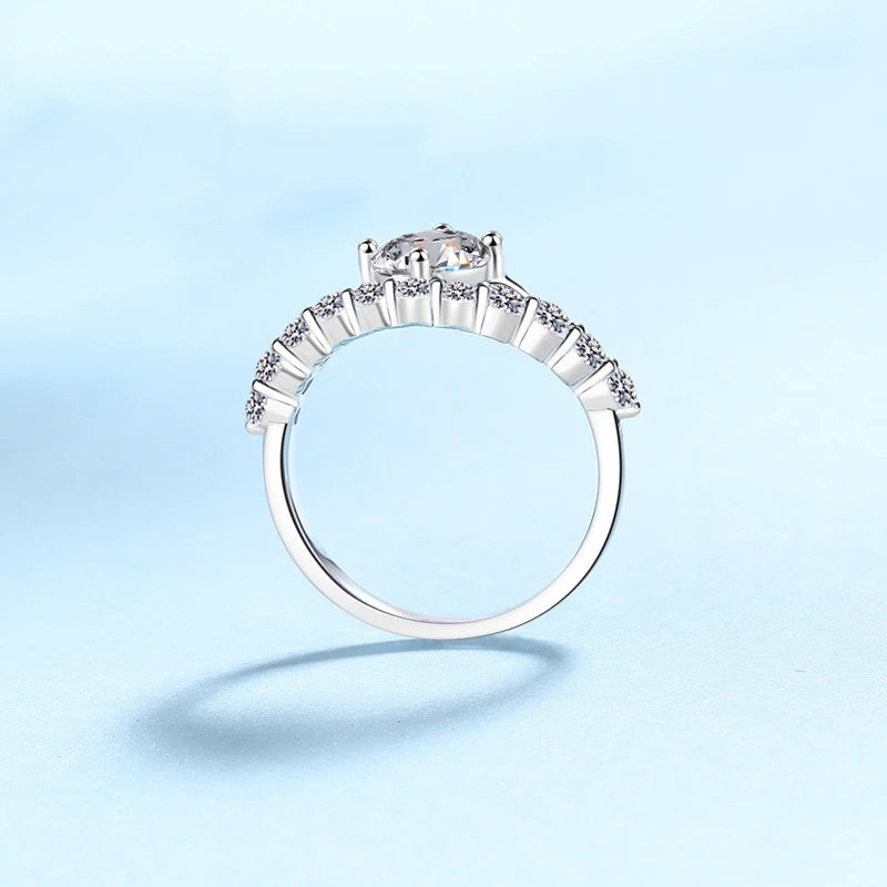 Lover Valentine's Day 18K White Gold Daughter Birthday Gift 1CT Moissanite Diamond Girl PT950 Platinum Women Wedding Party Rings