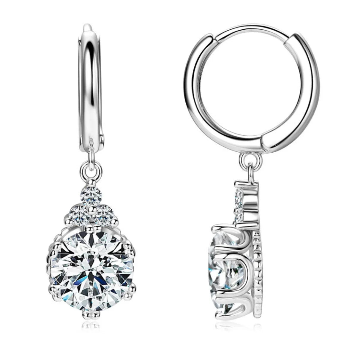 Moissanite Drop Earrings For Women Sparkling Lab Diamond 1CT 2CT 18K Gold Plated 925 Sterling Silver Dangle Earring