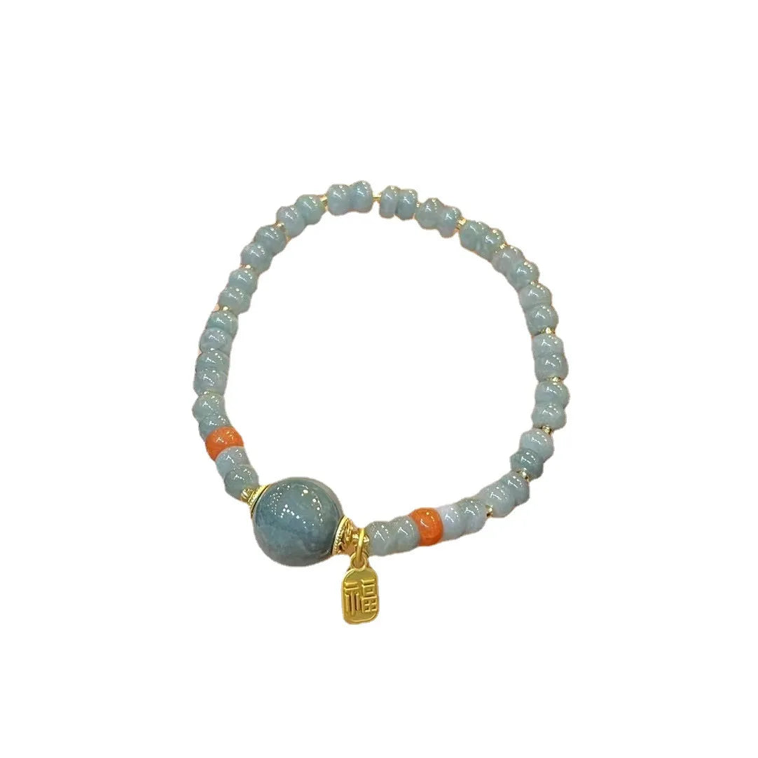 Blue Water Material Jade Plate Beads