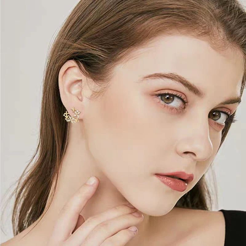 Leaf-Shape Moissanite Stud Earring Original 925 Sterling Silver Earrings