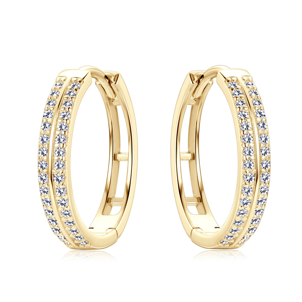 14K Gold Plated Hoop Earrings for Women Real S925 Sterling Silver Moissanite Diamond Earrings Trend Fine Jewelry Gift