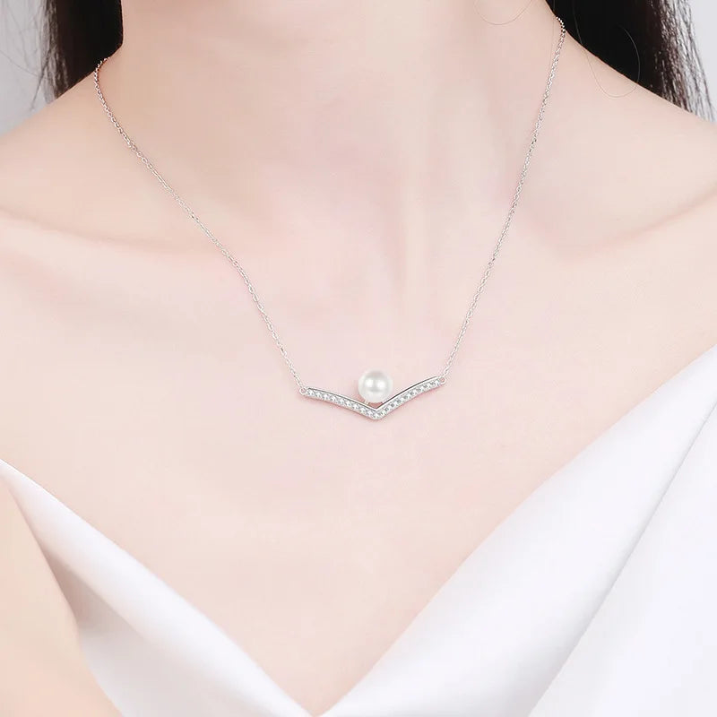 Moissanite Diamond Natural Freshwater pearl pendant Necklace