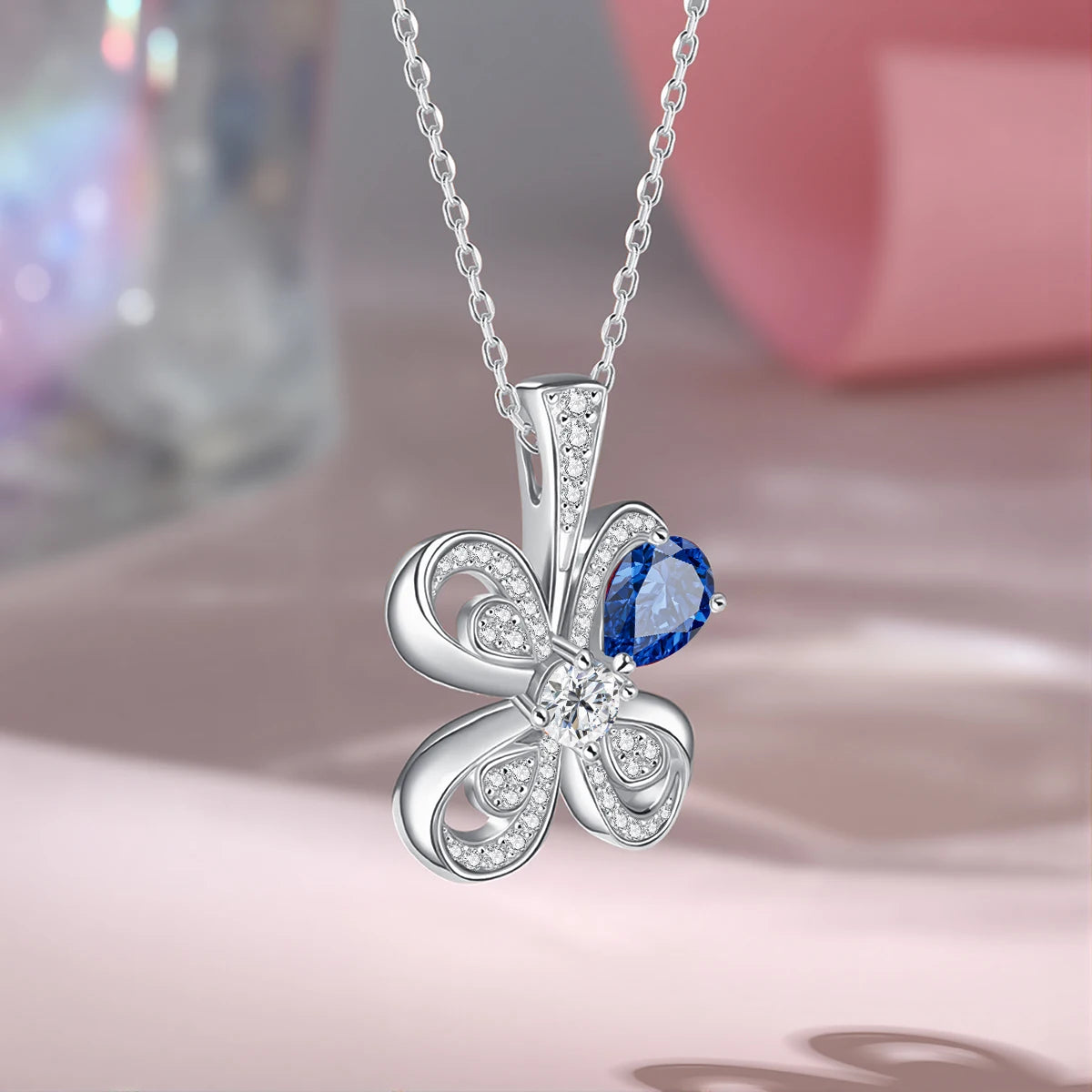 Moissanite Necklace With Certificate Pendant For Woman 100% Silver 925 Lucky Charms Fine Jewelry