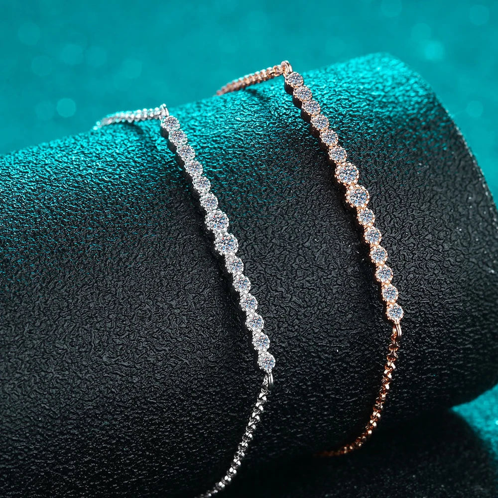 D VVS1 Moissanite Dainty Bracelet | S925 Silver 0.24ctw