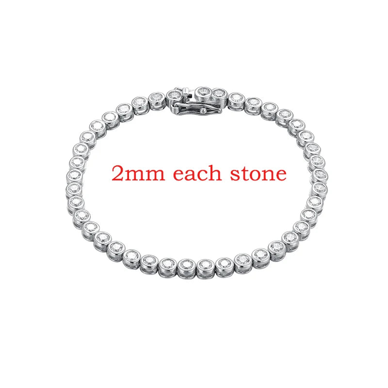 Certified Moissanite Tennis Bracelet 2mm 3mm for Women Man Full Diamond Luxury Quality Fine Jewelry S925 Sterling Silver