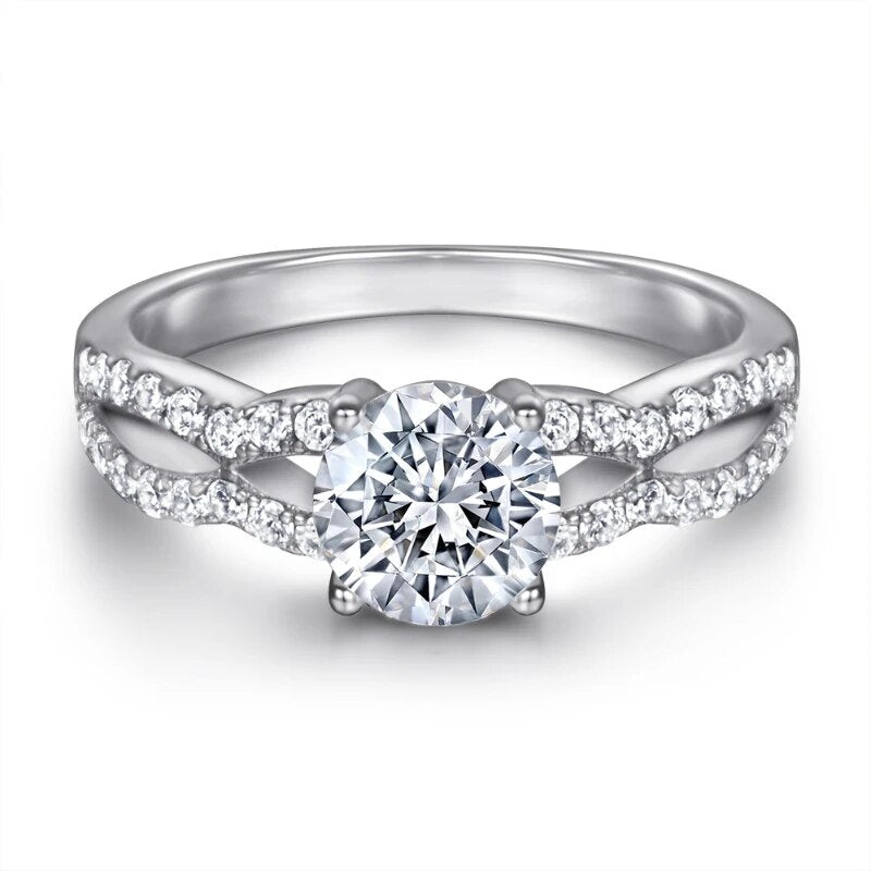 1 Carat D Color Moissanite Engagement Ring Set