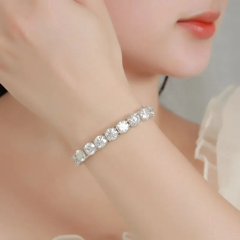 Full Moissanite Tennis Bracelets Each 6.5/8mm for Women Men Hip Hop Original Full Diamond 925 Sterling Silver Chain GRA