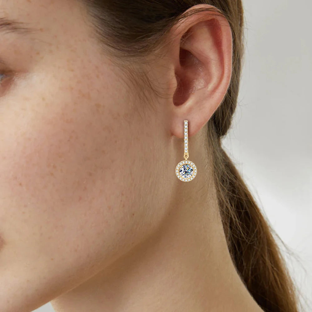 Drop Earrings for Women 925 Sterling Sliver Plated 1CT D Color Moissanite White Gold Rose Gold Earring Bride Wedding Jewelry