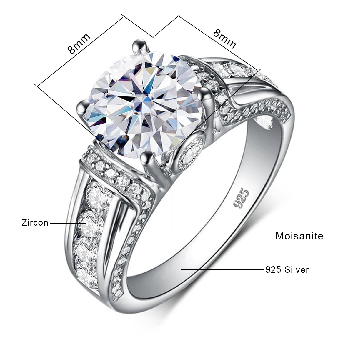 Round Cut Moissanite Rose gold Ring For Women 2ct
