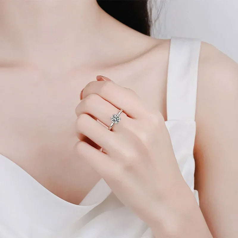 Women Birthday Gift 18K White Gold Wedding Band 0.5/1/2CT VVS D Color Moissanite Diamond PT950 Platinum Girl Valentine's Day ins