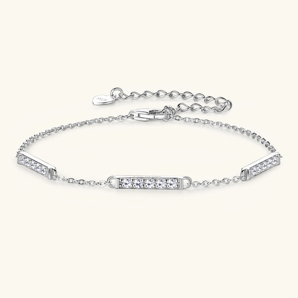 All Moissanite Bracelets for Women 2mm 0.45ct Round Lab Diamond S925 Sterling Silver Adjustable Chain Bracelet GRA