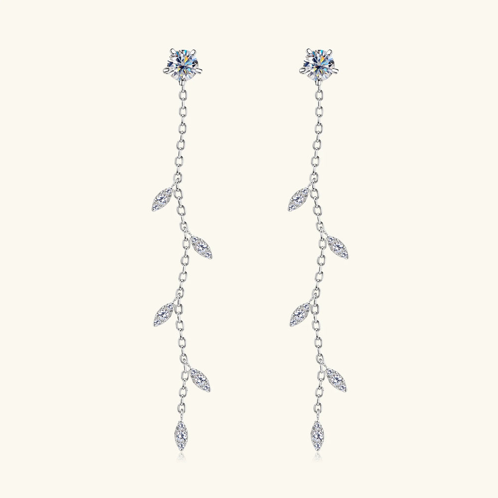Long Tassel All Moissanite Drop Earrings for Women GRA Certified D VVS1 Lab Diamond 925 Sterling Silver Dangle Earring