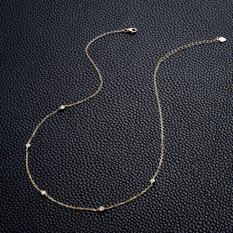 Moissanite Necklace 14k Gold Color