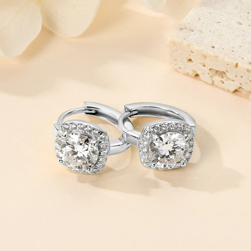Trendy Ice Out Moissanite Diamond Earring 925 Sterling Silver Hoop Earrings