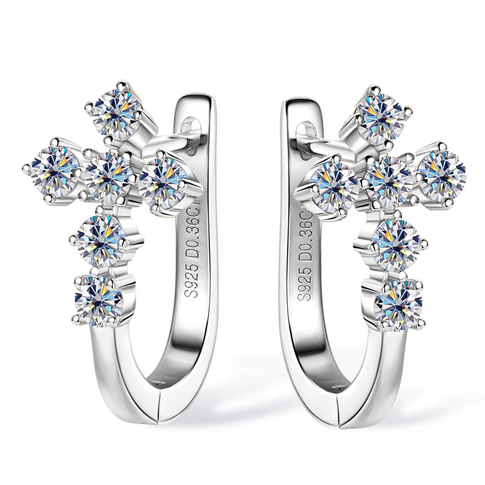 Earring 925 Sterling Silver Cross Earrings 18K White Gold Plated Hoops for Women Faith Gift 2.5mm Moissanite Diamond