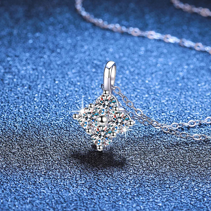 Sugar Cube Pendant Necklace 1.2Ct Moissanite PT950 Platinum Women Light Luxury
