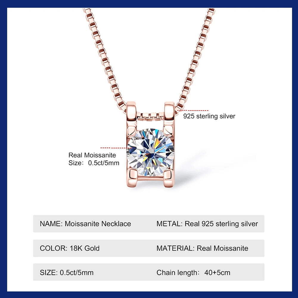 925 Silver 5mm Moissanite Diamond Necklace for Women Certified Original Rose Gold Plated Bull Head Pendant Necklace Choker Chain
