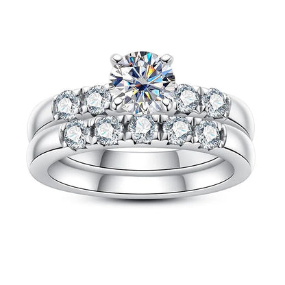 1 Carat D Color All Moissanite Diamond Wedding Rings