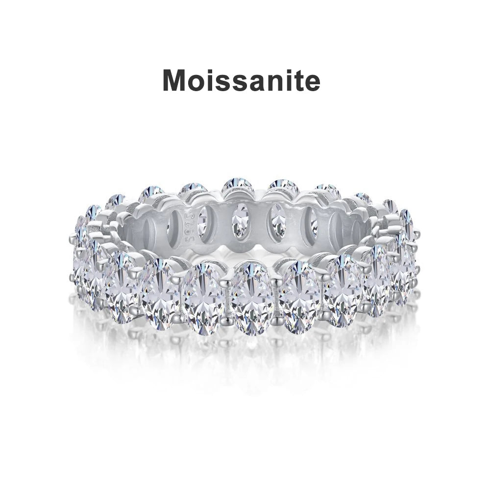 Oval Moissanite Eternity Band - D VVS1 S925 Silver 3x5mm
