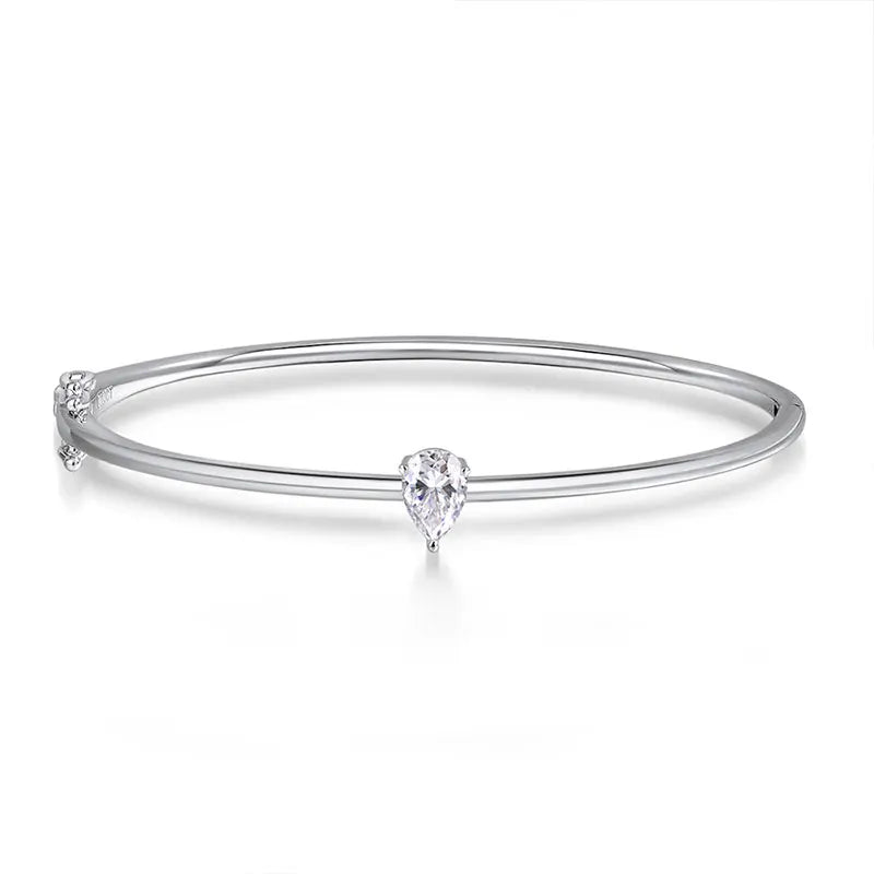 Moissanite Bangles for Women GRA Certified D VVS1 Lab Diamond 100% s925 Sterling Silver Wedding Bracelets 1CT Pear Cut