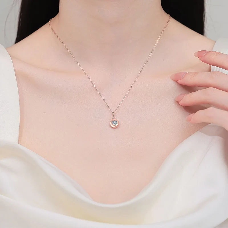 Lover Valentine's Day 18K Rose Gold Necklaces Daughter Christmas Gift 0.5CT Heart Moissanite Diamond Women Wedding Girl Birthday