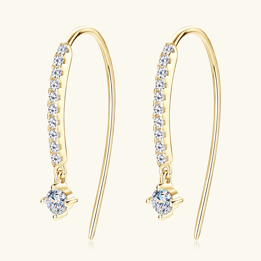 18K Plated Full Moissanite Earrings for Women Original Certified 925 Sterling Silver U-shaped Stud Earring