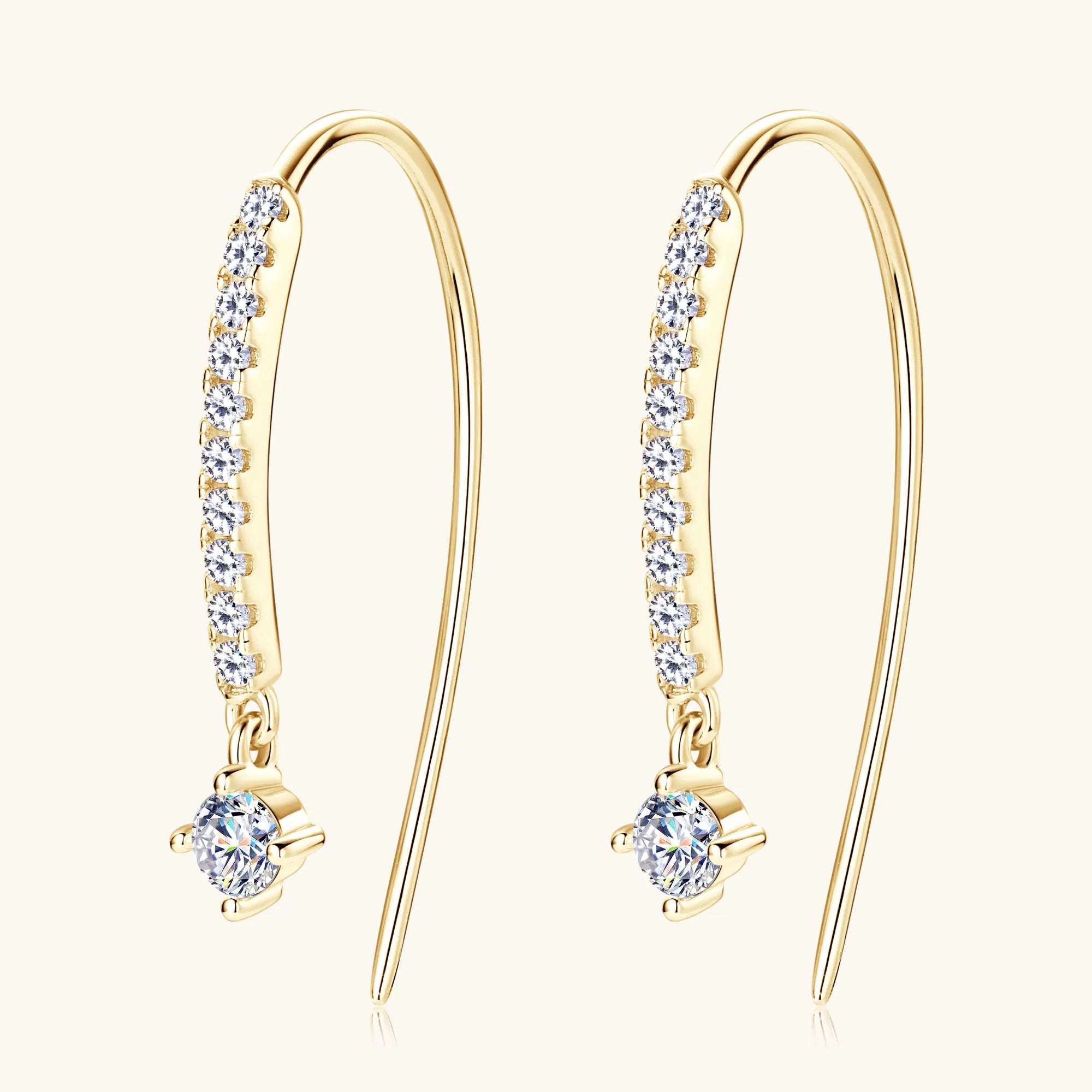 18K Plated Full Moissanite Earrings for Women Original Certified 925 Sterling Silver U-shaped Stud Earring