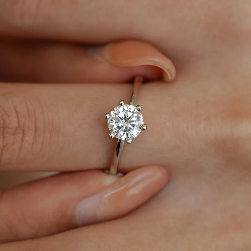 Women Engagement 18K White Gold Wedding Band 0.5/0.8/1/2/3CT VVS1 D Color Moissanite Diamond Girl Birthday Gift PT950 Wife Rings