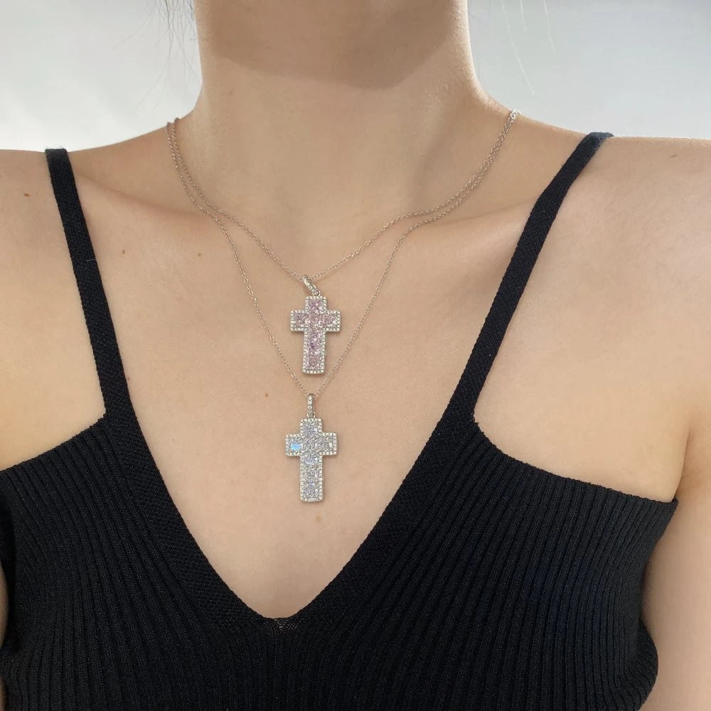 Moissanite Cross Pendant Necklace