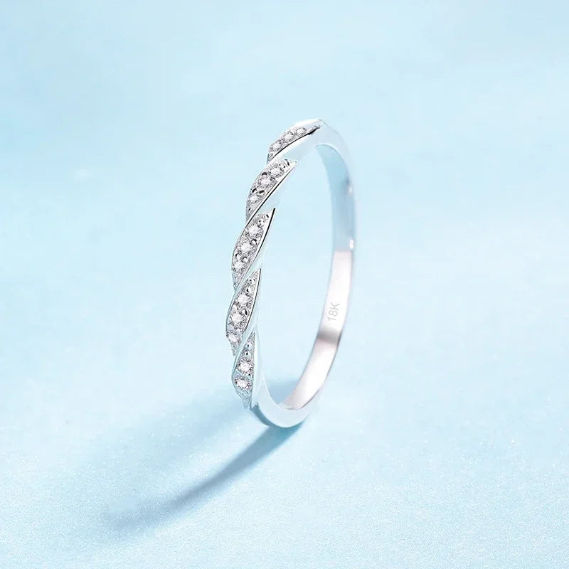 Girl Valentine's Day 18K White Gold Daughter Birthday Gift Rings 0.12CT Moissanite Diamond PT950 Platinum Women Wedding Band