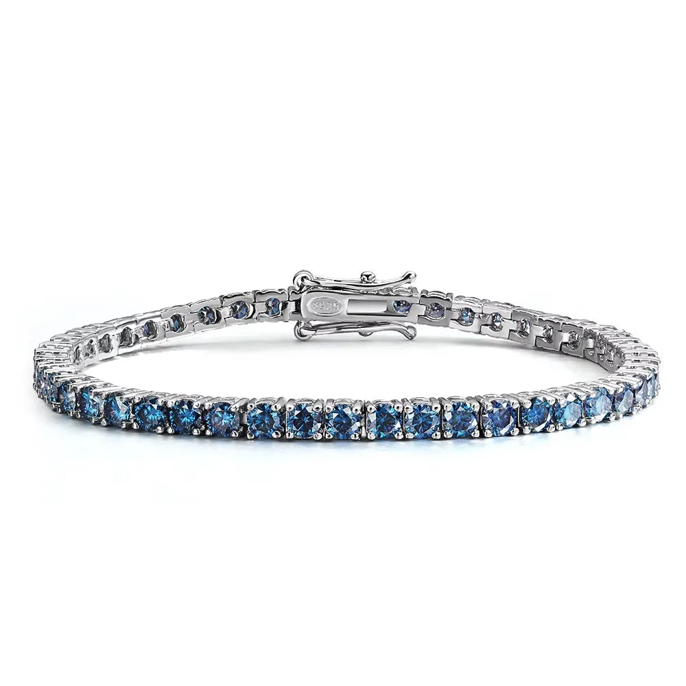 Blue Moissanite Tennis Bracelet | D VVS1 S925 Silver