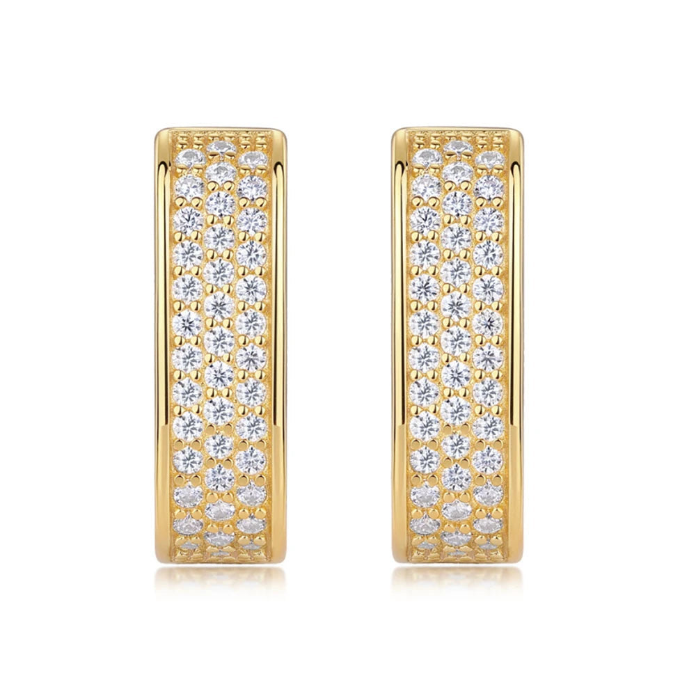 Hoop Earrings, Huggie Hoops 925 Sterling Silver Earrings for Women Sparkling Wedding Party Jewelry 1.2mm Moissanite