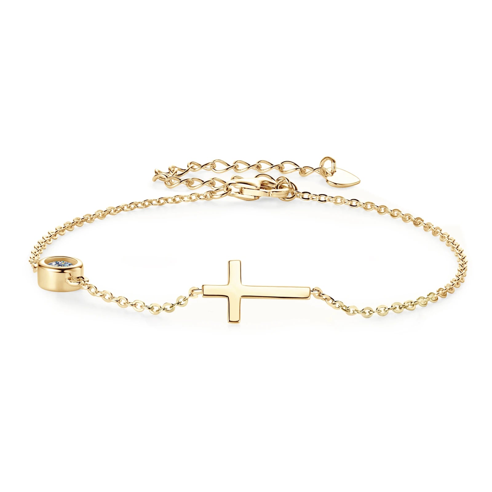 Moissanite Bracelets With Certificate 925 Sterling Silver 4MM Adjustable Chain Cross Bracelet for Women Plated 18k Jewelry Gift